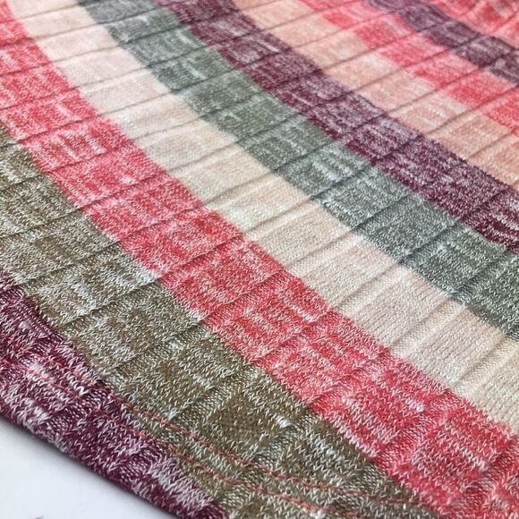 New coral pink multi ombré striped v-neck - Picture 4 of 6